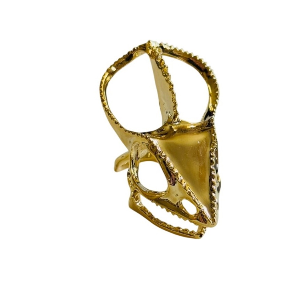 Evbea Chameleon Lizard Skull Cocktail Ring gold Bronze Statement Chunky Punk Sz9